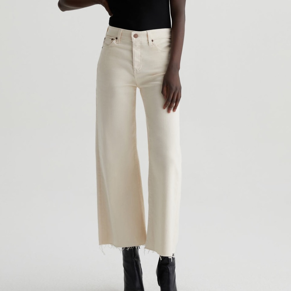 AG Saige Wide Leg Crop in Soft Sands Sz 28 EUC